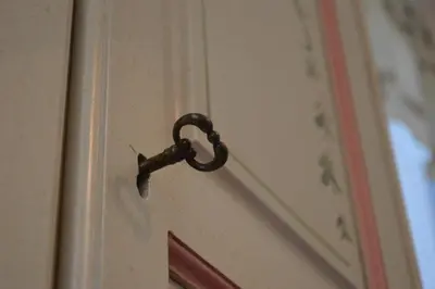 a black door handle on a door with a wall at Paola A Trastevere in Rome