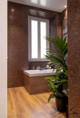 a bathroom with a tub and a window and a plant at Charme apartment with Spa in Piazza del Popolo in Rome