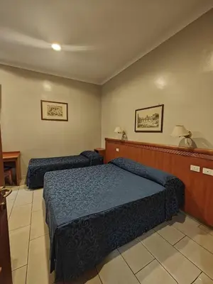 a hotel room with two beds in a room at Domus Roxy in Rome