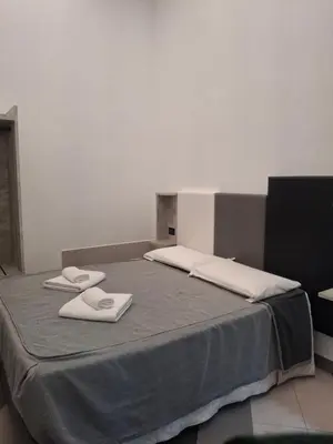 a bed with two white towels on top of it at Hotel Viennese in Rome