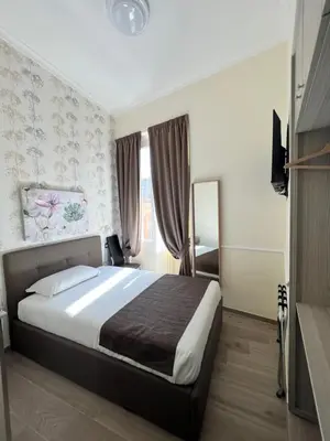 a bedroom with a bed and a television in a room at Hotel Le Petit in Rome