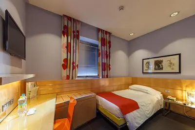 a bedroom with a bed and a desk and a television at Albani Hotel Roma in Rome