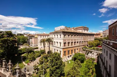 an aerial view of a building in a city at Al Manthia Hotel - Gruppo Trevi Hotels in Rome