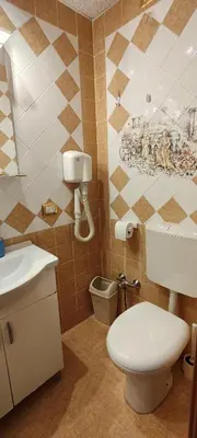 a bathroom with a toilet and a sink at Er Centurione in Rome