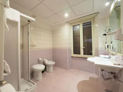 a bathroom with a toilet and a sink at Hotel Osimar in Rome