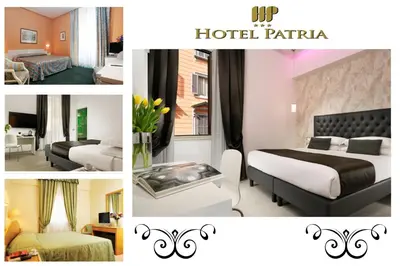 a collage of pictures of a hotel apartment at Hotel Patria in Rome