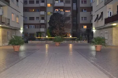 a courtyard with potted plants in the middle of a building at Posada de Liz y Fabrizio in Rome