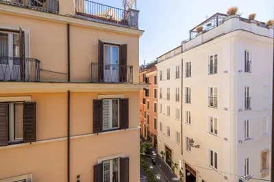 an overhead view of two buildings with balconies at CHARMING APARTMENT AT SPANISH STEPS, no elevator in Rome