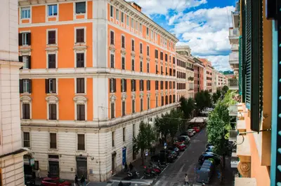 a view of a street in a city with buildings at Praty Rooms in Rome