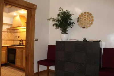 a kitchen with a potted plant on top of a counter at Blue Navona Two Bedroom Apartment in Rome