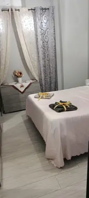 a bedroom with a white bed with a white curtain at Sunflower House in Rome